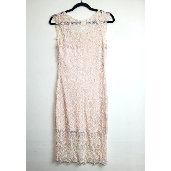 Free People Dress Womens Small IVORY Lace Peek A Boo Slip Sheath Formal Party - Picture 12 of 14